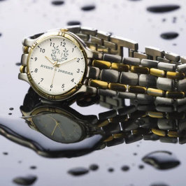 Timeless Monogram Custom Names  Pink Background Armbanduhr