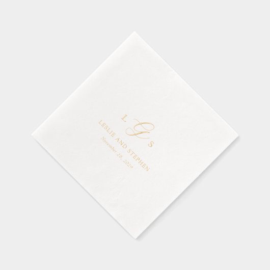 Timeless Monogram Elegant Wedding Servietten Mit Folie (Rechts)
