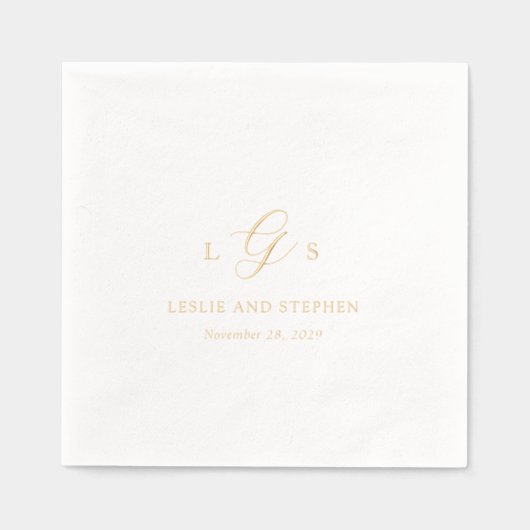 Timeless Monogram Elegant Wedding Servietten Mit Folie (Vorderseite)