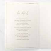 Timeless Monogram Ivory and Gold Elegante Wedding Dreifach Gefaltete Einladung (Innen Erste Seite)