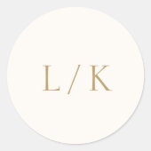 Timeless Monogram Ivory and Gold Elegante Wedding Runder Aufkleber (Vorderseite)