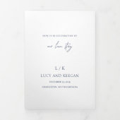Timeless Monogram Navy Blue Elegant Wedding Dreifach Gefaltete Einladung (Cover)