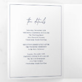 Timeless Monogram Navy Blue Elegant Wedding Dreifach Gefaltete Einladung (Innen Erste Seite)