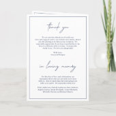 Timeless Monogram Navy Blue Elegant Wedding Programm (Rückseite)