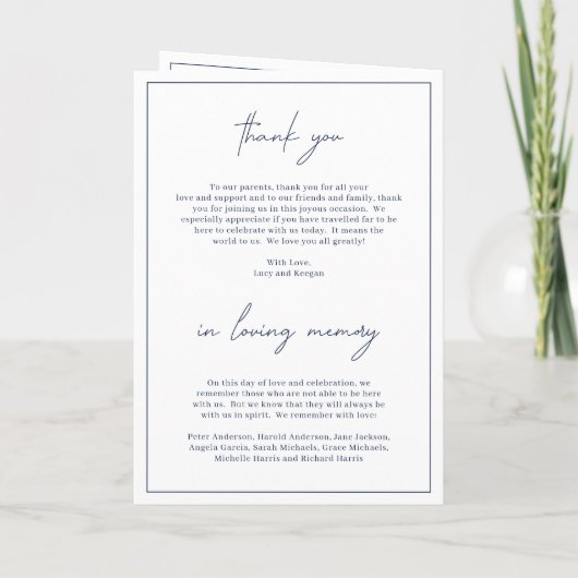 Timeless Monogram Navy Blue Elegant Wedding Programm (Rückseite)