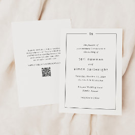 Timeless Monogram QR Code Modern Wedding Einladung