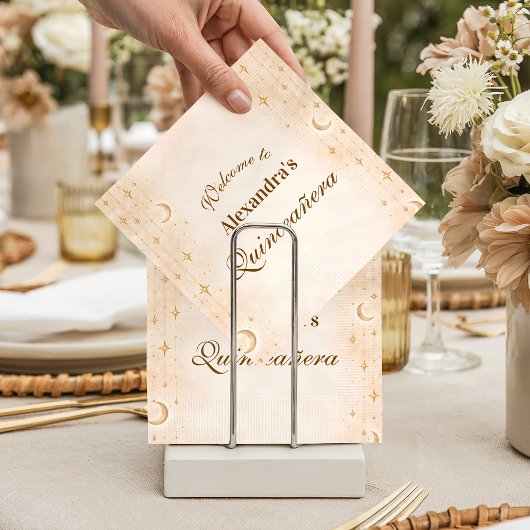 Timeless Moon And Stars Quinceañera Serviette