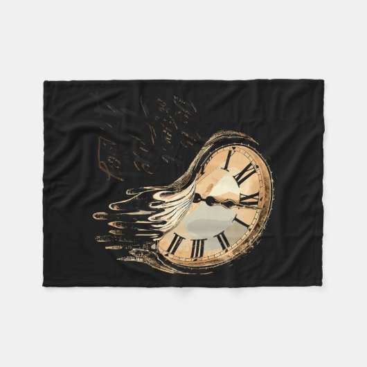Timeless Motivation Quote With Melting Clocks  Fleecedecke (Vorderseite (Horizontal))