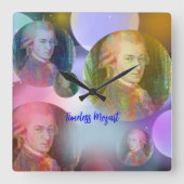 Timeless Mozart Music Quadratische Wanduhr (Vorderseite)