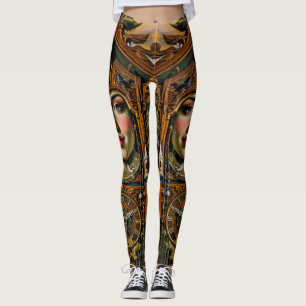 „Timeless Muse“ – Ein Kuckucksuhr-Porträt Leggings