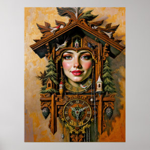 „Timeless Muse“ – Ein Kuckucksuhr-Porträt Poster