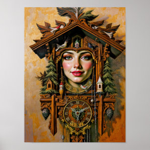 „Timeless Muse“ – Ein Kuckucksuhr-Porträt Poster
