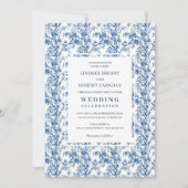 Timeless Navy Blue Toile Wedding Invitation Einladung (Vorderseite)