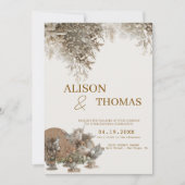 Timeless Neutral Botanical Wedding Invite Einladung (Vorderseite)