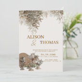 Timeless Neutral Botanical Wedding Invite Einladung (Stehend Vorderseite)