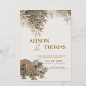 Timeless Neutral Botanical Wedding Invite Einladung (Vorne/Hinten)