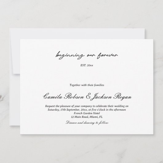 Timeless Old Money Black and White Wedding Invitat Einladung (Vorderseite)