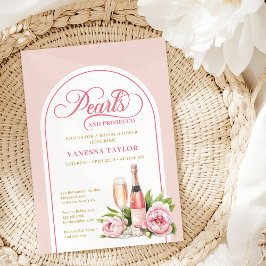 Timeless Pearls and Prosecco Bridal Shower Card Einladung