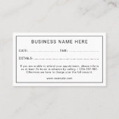 Timeless Professional Elegant Custom Terminkarte (Rückseite)