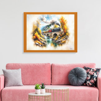 Timeless Railway Escape / Picturesque Fall Scenery Leinwanddruck