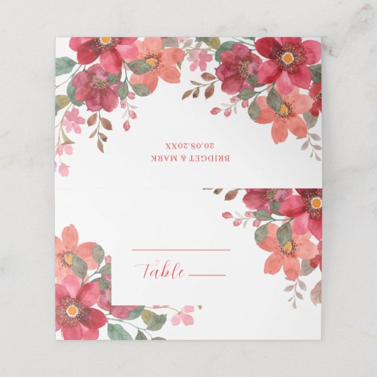 Timeless Red Wedding Platzkarte (Außenseite Aufgefaltet)