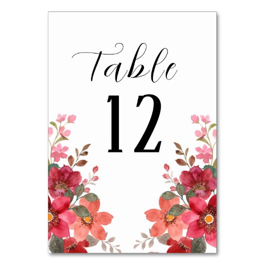 Timeless Red Wedding Tischnummer (Vorderseite)