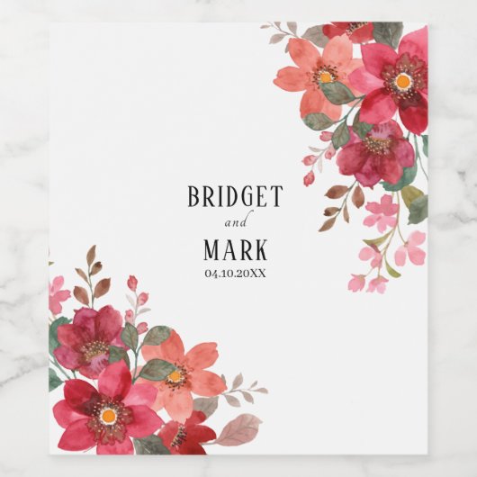 Timeless Red Wedding Weinetikett (Einzelnes Label)