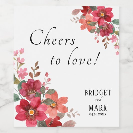 Timeless Red Wedding Weinetikett (Einzelnes Label)