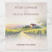 Timeless Romantic Vineyard Rustic Wedding Weinetikett (Einzelnes Label)