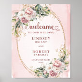 Timeless Rose Gold Flowers Greenery Welcome Sign Poster (Vorne)