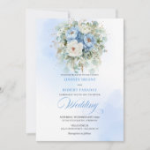 Timeless Rustic Dusty Blue Peony Gold Wedding Einladung (Vorderseite)