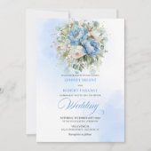 Timeless Rustic Pastel Blue Peony Gold Wedding Einladung (Vorderseite)