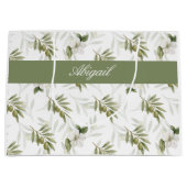 Timeless Sage Olive Wataercolor Chic Name Große Geschenktüte (Vorderseite)