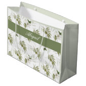 Timeless Sage Olive Wataercolor Chic Name Große Geschenktüte (Vorderseite Schrägansicht)