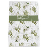 Timeless Sage Olive Wataercolor Chic Name Mittlere Geschenktüte (Rückseite)