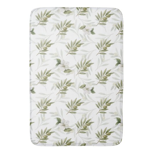 Timeless Sage Olive Watercolor Chic Badematte (Vorderseite Vertikal)