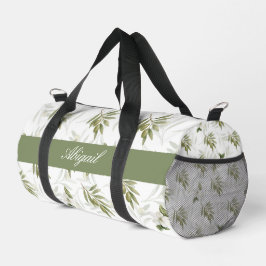 Timeless Sage Olive Watercolor Chic Name Duffle Bag