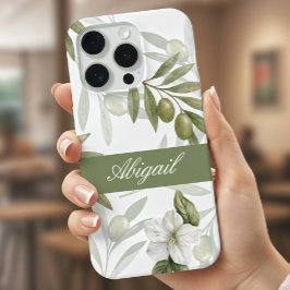 Timeless Sage Olive Watercolor Chic Name iPhone 15 Pro Hülle