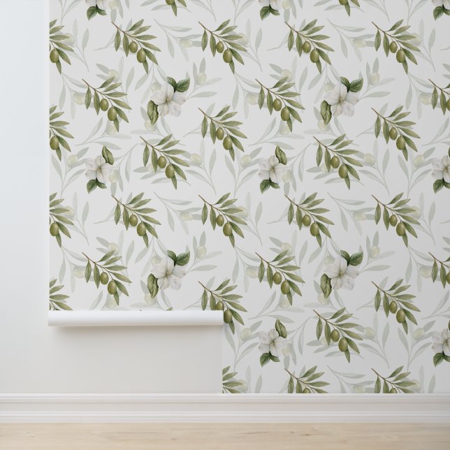 Timeless Sage Olive Watercolor Chic  Tapete (Anwendung)