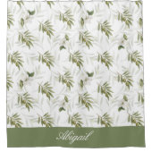 Timeless Sage Olive Watercolor Name  Duschvorhang (Vorderseite)