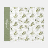 Timeless Sage Olive Watercolor Name  Fleecedecke (Vorderseite (Horizontal))