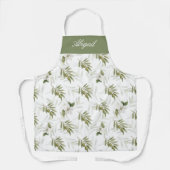 Timeless Sage Olive Watercolor Name  Schürze (Vorderseite)