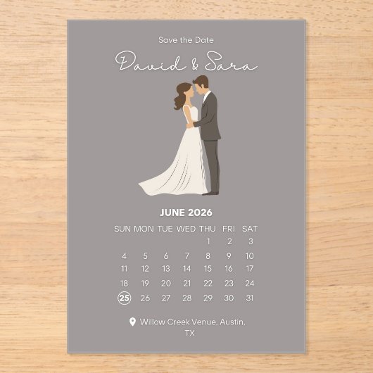 Timeless Save The Date Wedding Announcement Acryleinladungen (Vorderseite)