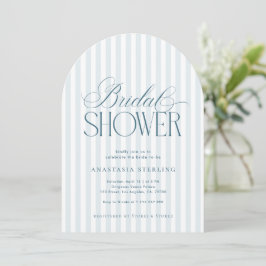 Timeless Script Blue Stripes Arched Bridal Shower Einladung