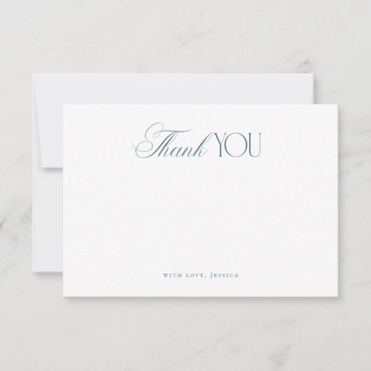 Timeless Script Coastal Blue Stripes Bridal Shower Dankeskarte (Vorderseite)