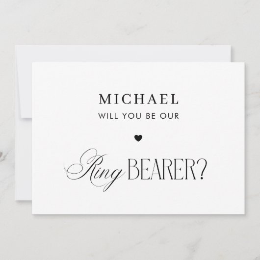 Timeless Script Elegant Ring Bearer Proposal Card Einladung (Vorderseite)