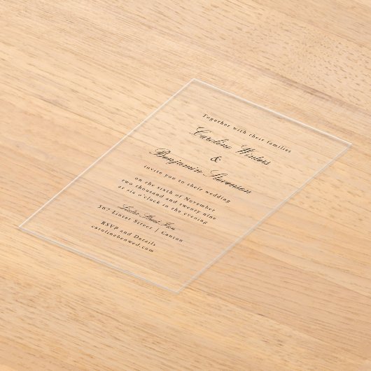 Timeless Script Font Formal Elegant Wedding Clear Acryleinladungen (Ablage )