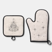 Timeless Tree Christmas Oven Mitt Set | Leinenopti (Vorderseite)