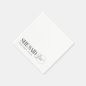 Timeless Typography She Said Yes Engagement Party Serviette (Ecke)