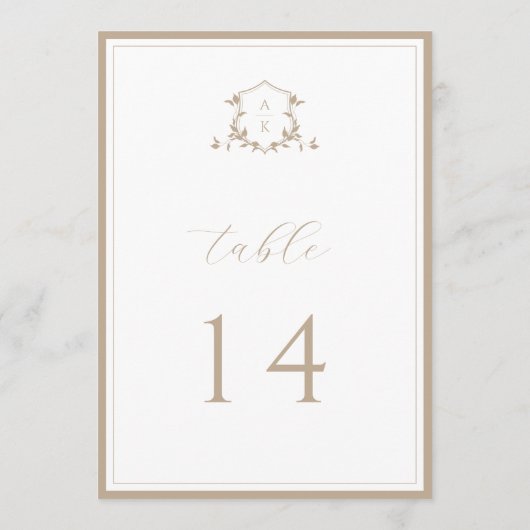 Timeless Vines Beige Crest Table Number Programm (Rückseite)